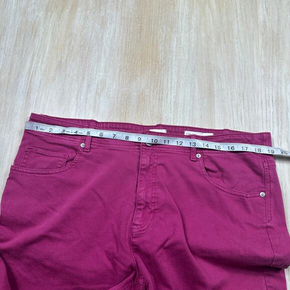 J. Jill Denim High Rise Straight Leg Crop Raw Hem Stretch Burgundy Jeans 18 - Picture 5 of 13